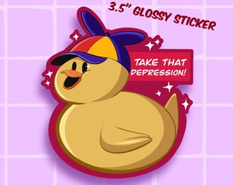 Take That Depression Rubber Duck 3.5" Glossy Sticker