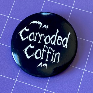 Eddie's Band Corroded Coffin 2.25" Button