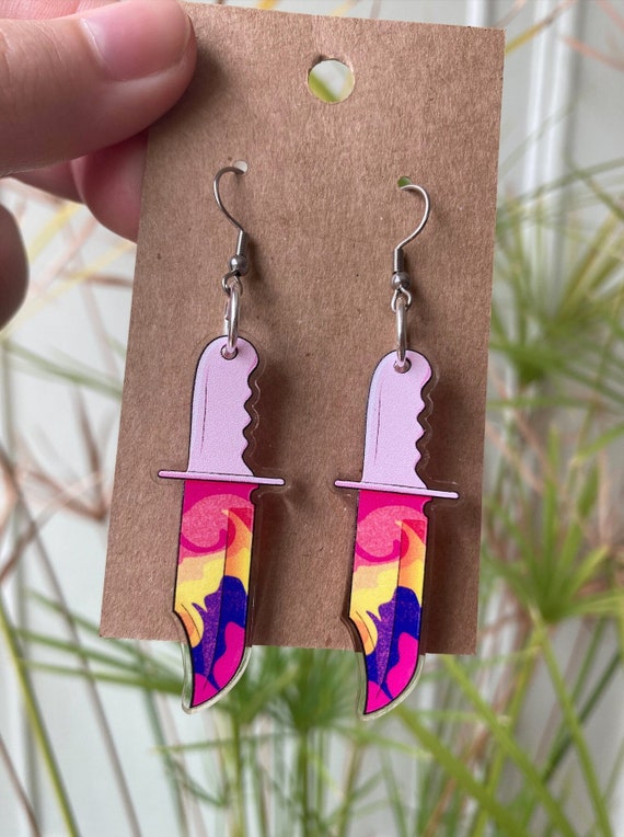 Buy Rainbow Knife Acrylic Earrings Online in India Etsy