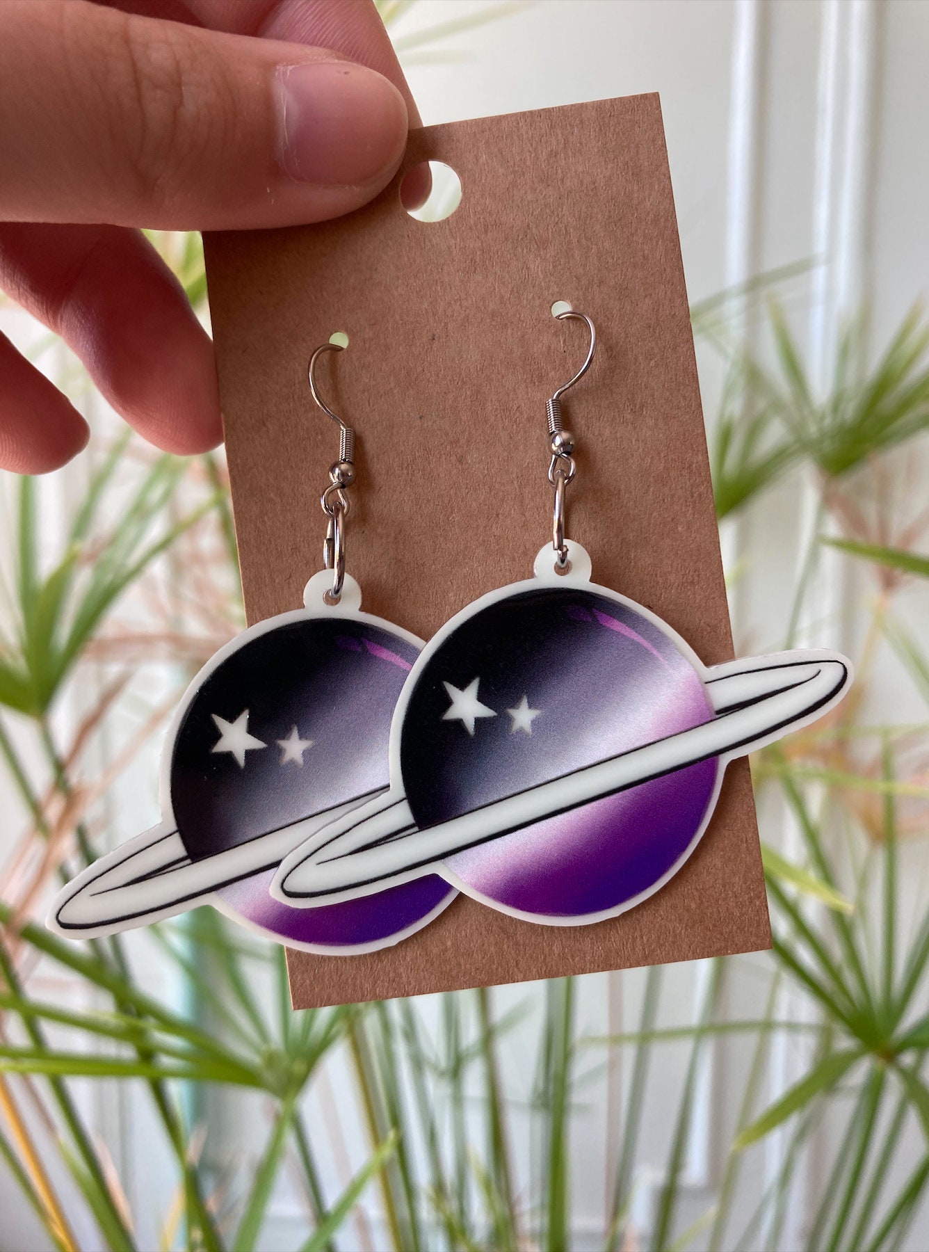 Asexual Saturn Glow In The Dark Earrings | Asexual Earrings | Punk Ea…
