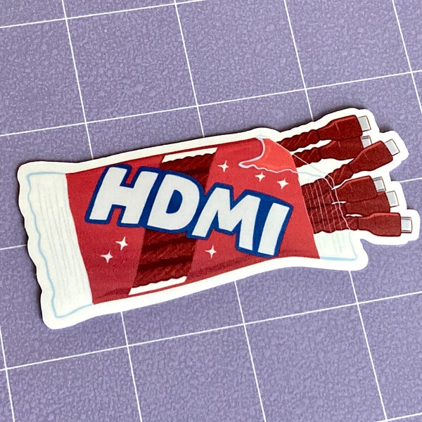 HDMI Strawberry Licorice Candy 3.5" Glossy Sticker
