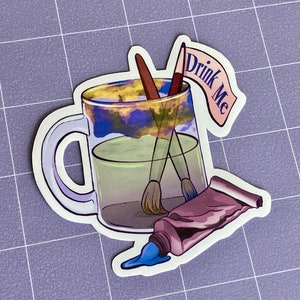 Drink Me Paint Cup 3.5" Glossy Sticker