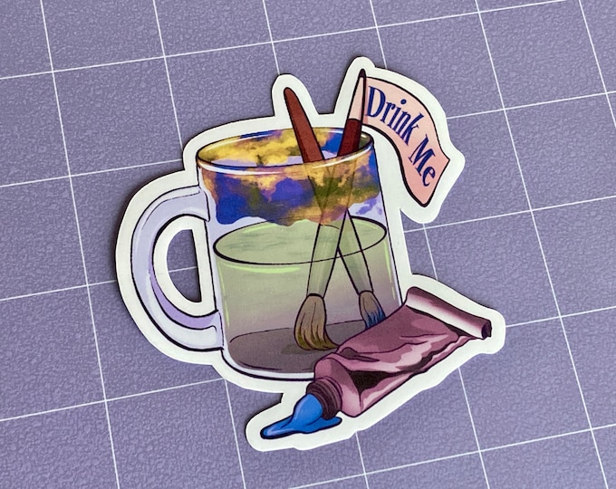 Drink Me Paint Cup 3.5" Glossy Sticker