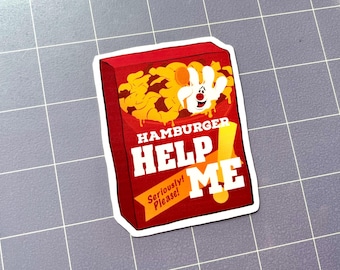 Hamburger Help Me Sticker