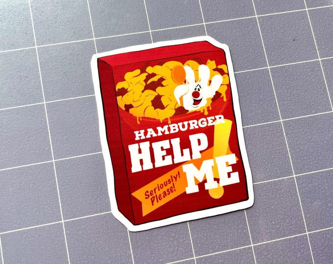 Hamburger Help Me Sticker