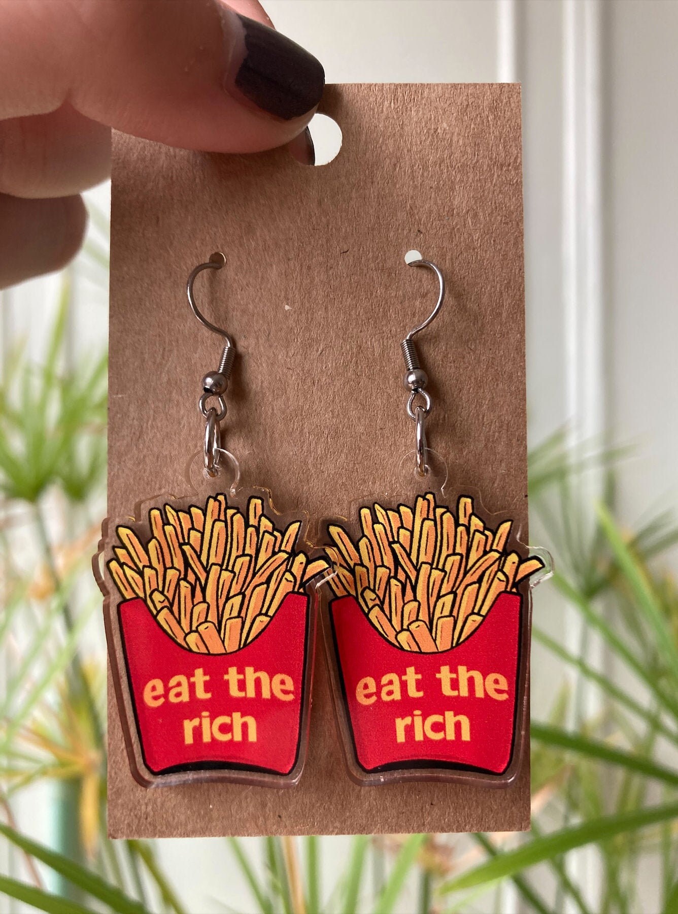 Eat the Rich Earrings Lesbian Earrings Alt Earrings Big Earrings