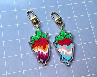 Pride Strawberry 2.5" Acrylic Charm Keychain