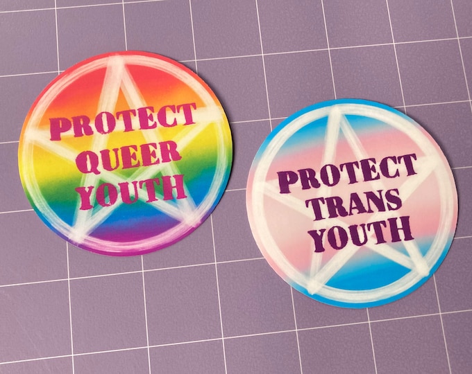 DONATION DESIGN - Nicole Brennan Draws x AstralxWitch - Protect Queer/Trans Youth Sticker