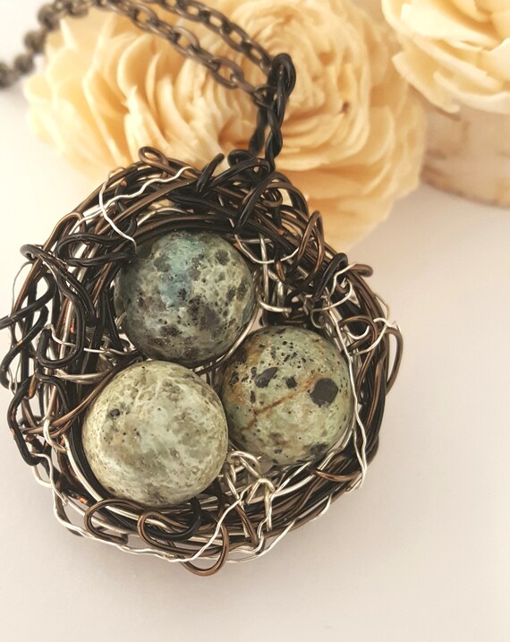 Labradorite Bird Nest Necklace