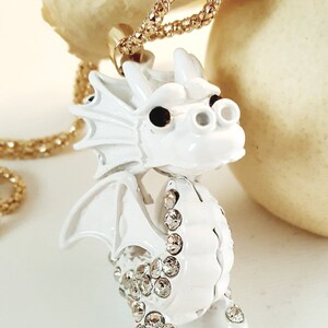 DRAGON - FULL of Crystal Rhinestones  Enamel Pendant  Chain Necklace