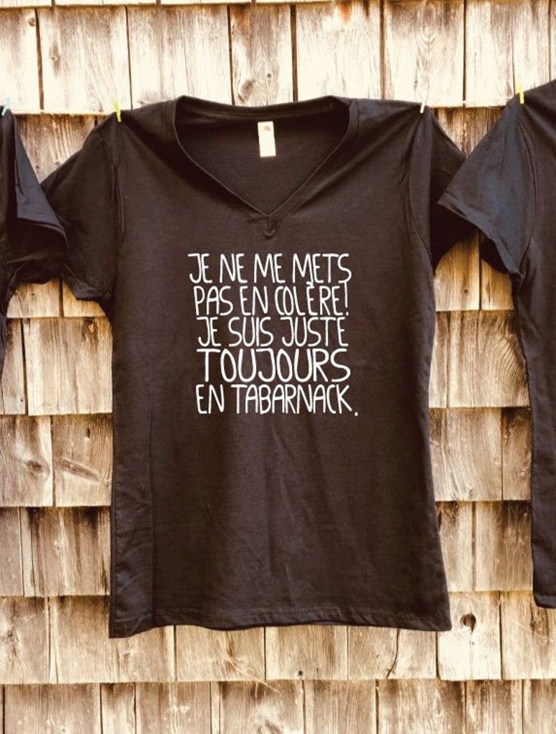 T Shirtchandailhaut Pour Femme Adulte Noir à Manches Courtes Drôlehumoristique Françaisquébecoiscitation Ridicule