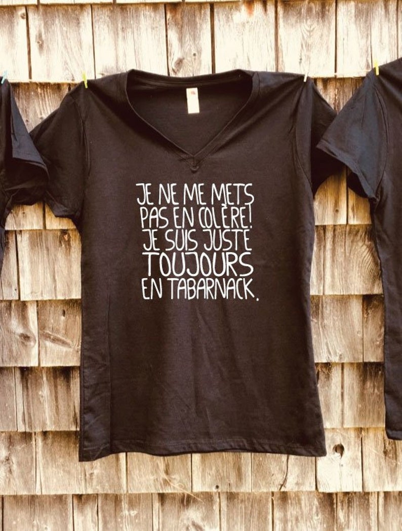 T Shirtchandailhaut Pour Femme Adulte Noir à Manches Courtes Drôlehumoristique Françaisquébecoiscitation Ridicule