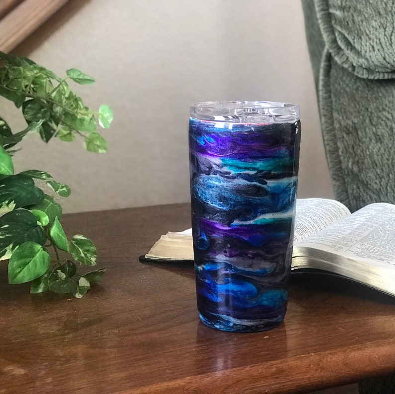 Galaxy Tumbler Stainless Steel Travel Mug Painted Tumbler Etsy