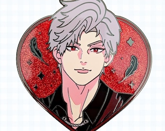Sylus - LADS Love Interest 3" Heart Shaped Glitter Enamel Pin