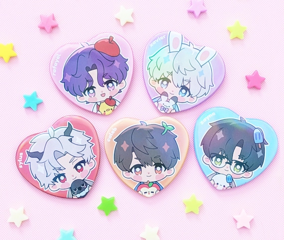 LADs - Love Interest Heart Shaped Chibi Pin Badge Button