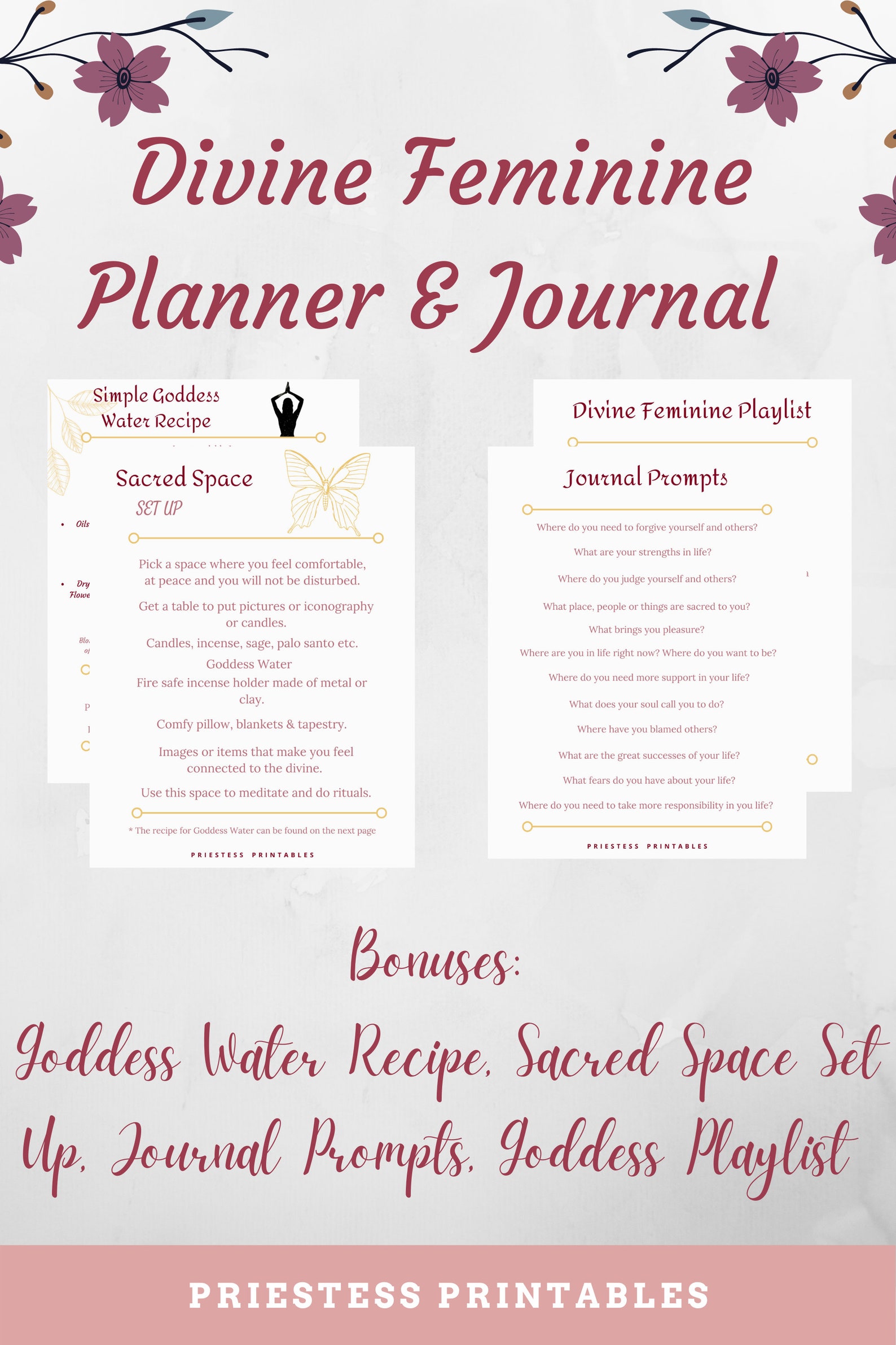 Divine Feminine Planner & Journal Bundle Kit l A4 l A5 l US Etsy