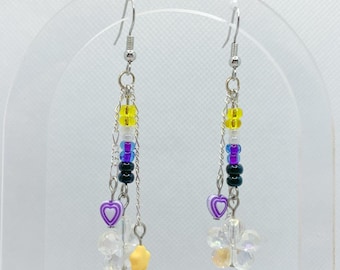 Nonbinary Pride Flower Earrings