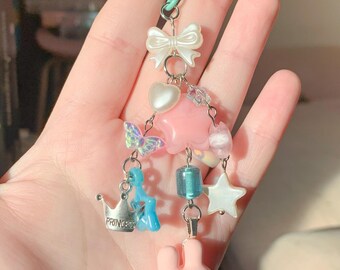 Pink Princess Bunny Keychain/Bag Charm