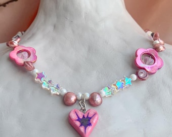 Pink Heart Freshwater Pearl Necklace