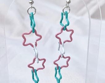 Trans Pride Star Chain Earrings