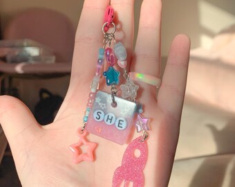 She Pronoun Keychain/Bag Charm