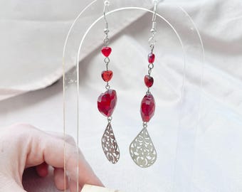 Crystal Heart Dangle Earrings