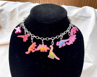 Rainbow Dinosaur Necklace
