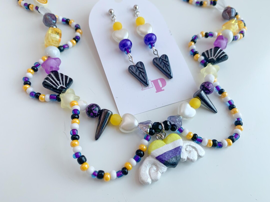 Nonbinary Pride Flag Jewelry Set - Etsy