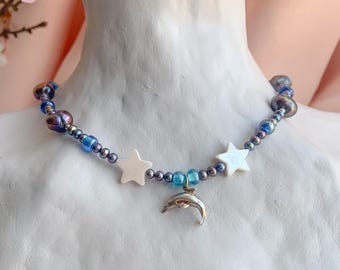 Sterling Silver Dolphin Pearl Necklace