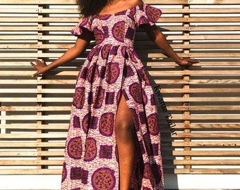 Alice Dress - African Dress, Long African Dress, Long Maxi African Dress With Slit, Ankara Dress, African Fabric, African Maxi Dress