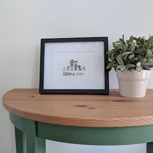 Retrato de família personalizado em ponto cruz