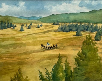 The Nazgul Chase Arwen Original watercolor painting-COMMISSION ONLY (See description)