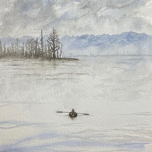 Foggy Boat Ride - Original Watercolor Painting