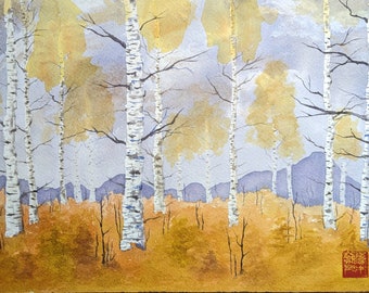 Colorado Aspens in the Fall - Original Watercolor