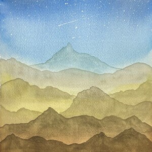 Night in the Mountains - Original Watercolor painting