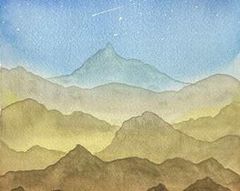 Night in the Mountains - Original Watercolor painting