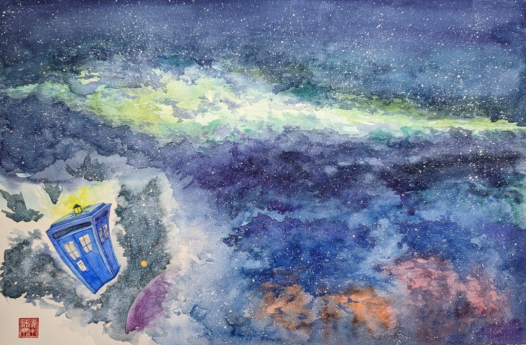 Doctor Who's TARDIS in Space - Original Watercolor Painting - Etsy