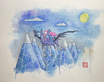 Princess Bubblegum and Marceline - Original watercolor painting (COMMISSION ONLY, see description)