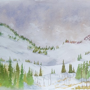 Winter Mountains - Original Watercolor Painting 20&quot; x 16&quot;