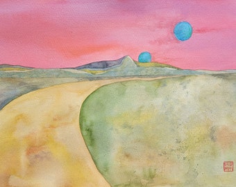 Dune Landscape - Original Watercolor painting 20"x16"