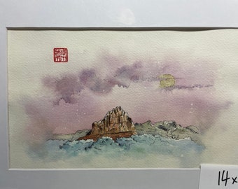 Minimalist Western Landscape - Original Watercolor Painting