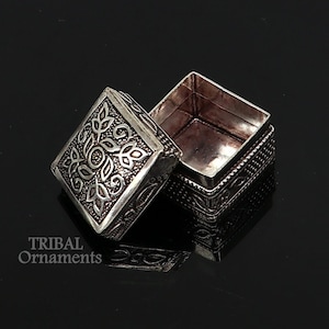 Vintage design 925 sterling  silver handmade trinket box, eye kajal box, container box, kumkum box, sindur box, best brides gift stb739