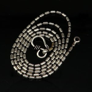 All size 925 sterling silver handmade customized fancy stylish silver beaded chain necklace baht chain best gifting jewelry from India nch45