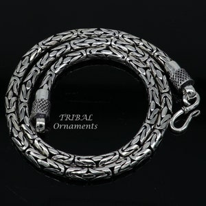 925 sterling silver Handmade solid vintage byzantine design chain heavy 4.5 mm necklace, amazing luxury royal gifting designer jewelry ch176