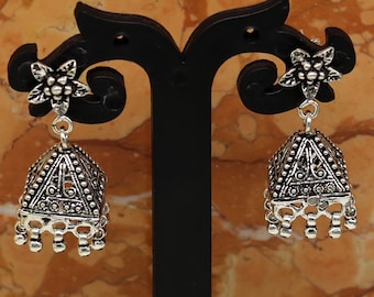 Vintage pyramid shape design handmade customized 925 sterling silver tribal belly dance  stud earring jhumki chandelier earring ear460