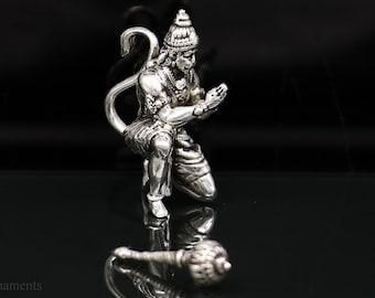 925 silver handmade Lord hanuman 1" small statue, best puja or gifting god hanuman statue sculpture home temple puja art, utensils art125