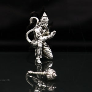 925 silver handmade Lord hanuman 1&quot; small statue, best puja or gifting god hanuman statue sculpture home temple puja art, utensils art125