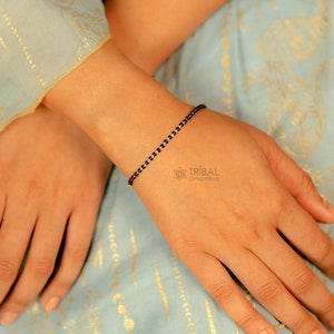 925 sterling silver modern cultural black beaded all sizes girls bracelet Combo use bracelet or anklets, best Mangalsutra bracelet sbr459