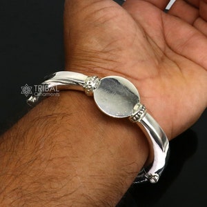 Unique vintage design 925 sterling silver vintage plain design handmade bangle bracelet kada cuff bracelet ethnic Banjara jewelry nsk731