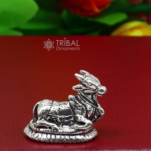 925 Sterling silver Lord Shiva  Nandi Maharaj handmade small solid figurine for puja, best gift for lord Shiva, divine Nandi statue ART611
